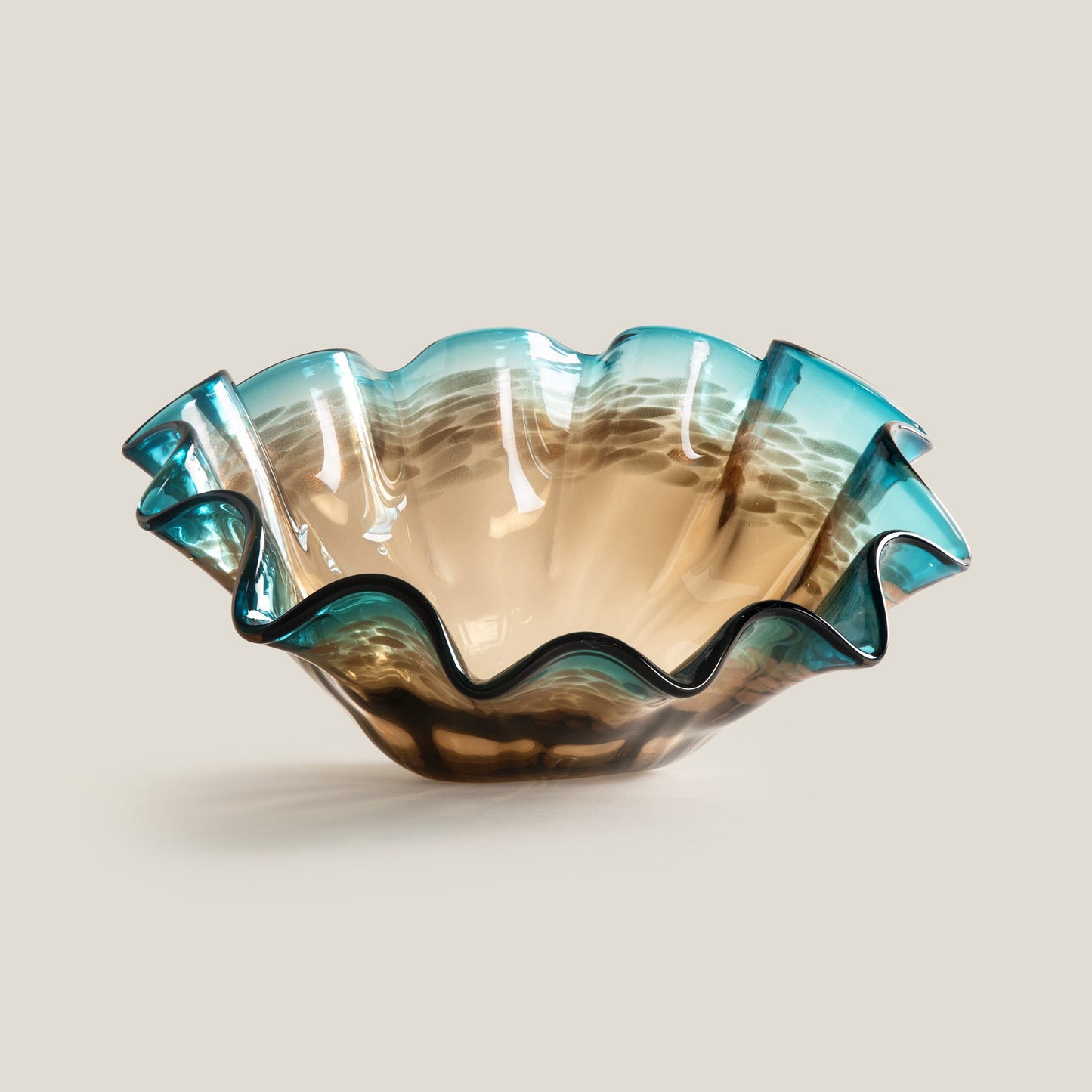 Ruffle Blue & Brown Decor Bowl