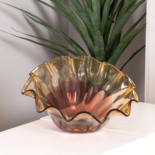 Concha Amber Glass Decor Bowl