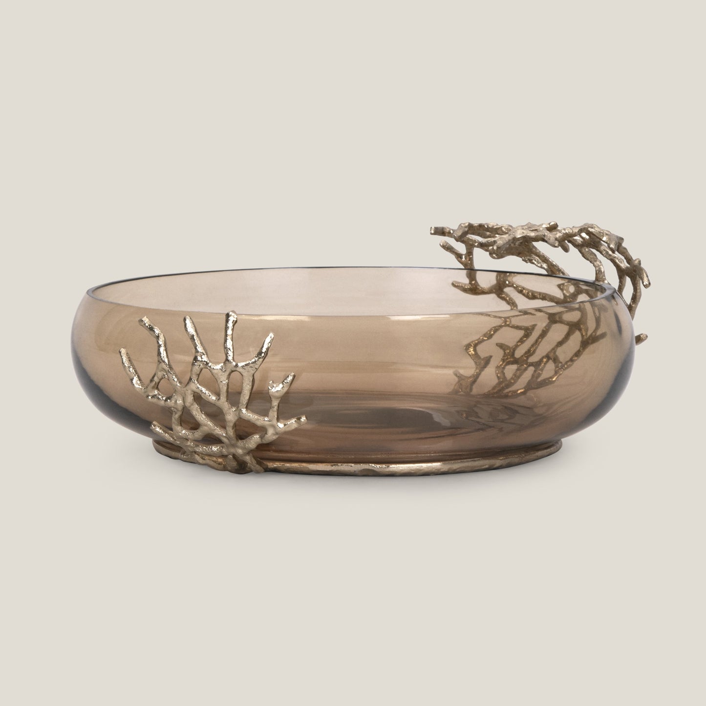 Twig Brown & Golden Glass Flat Decor Bowl