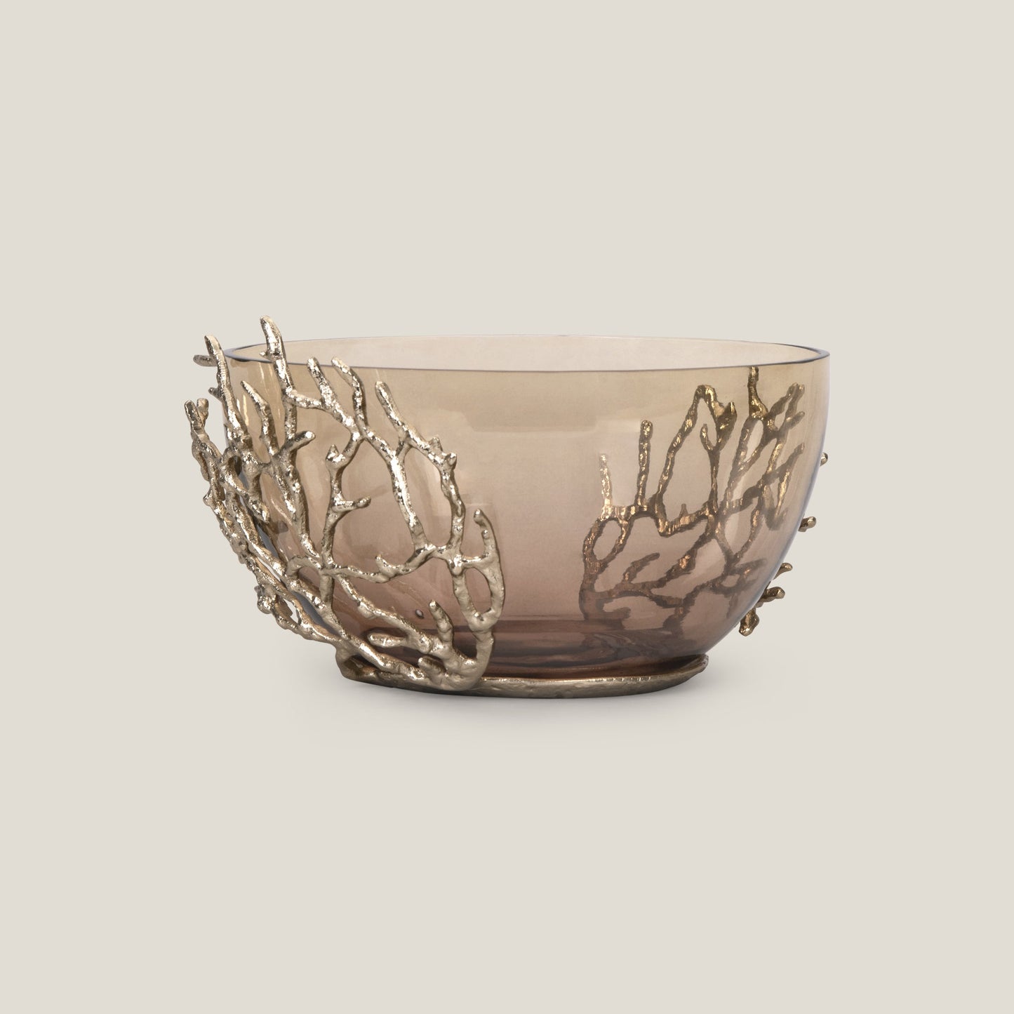 Twig Brown & Golden Glass Deep Decor Bowl