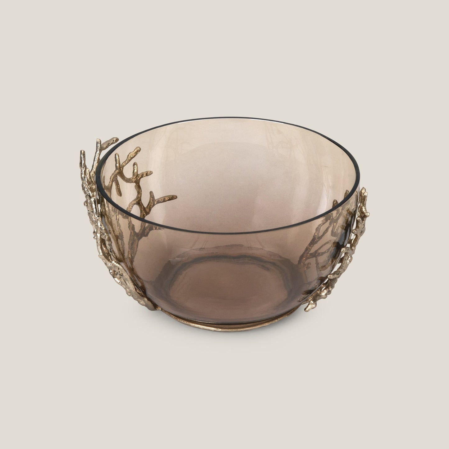 Twig Brown & Golden Glass Deep Decor Bowl