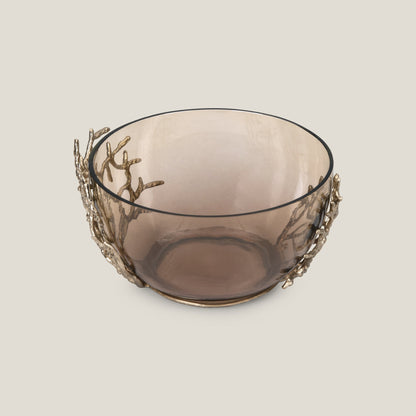 Twig Brown & Golden Glass Deep Decor Bowl