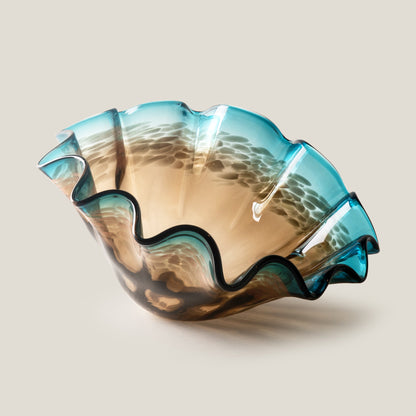 Ruffle Blue & Brown Decor Bowl