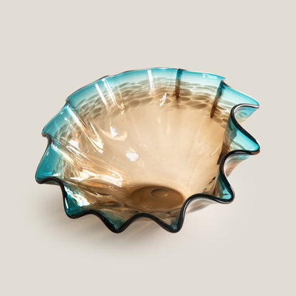 Ruffle Blue & Brown Decor Bowl