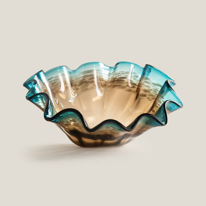 Ruffle Blue & Brown Decor Bowl